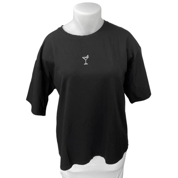Women's Black Graphic Welcome To The Party Cocktail T Shirt Tee Top Size 2XL - Picture 1 of 4